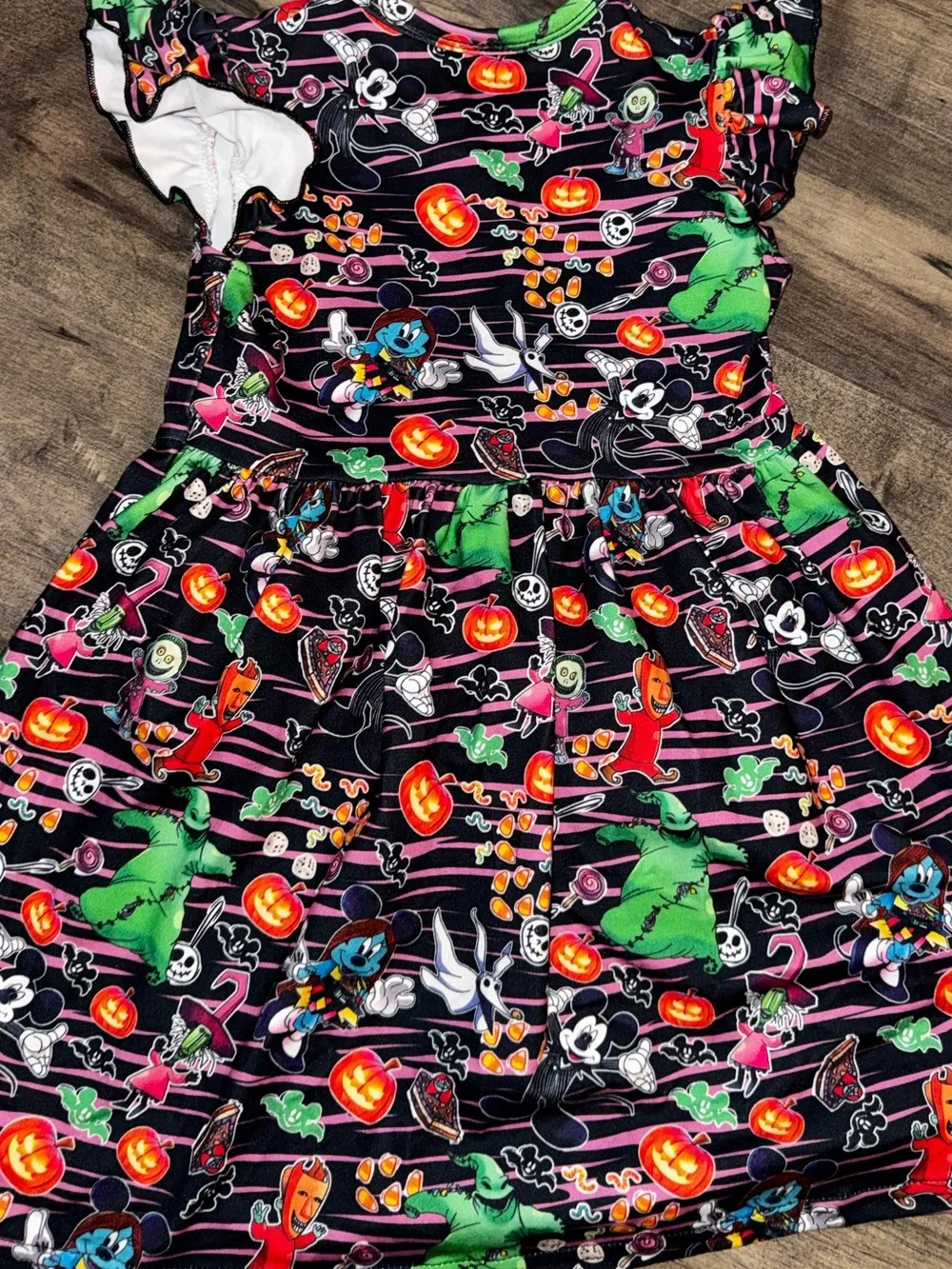 Nightmare Before Christmas Mickey Minnie Crossover Halloween Twirl Dress 3T NBC